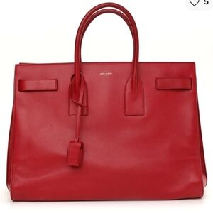 Saint Laurent Red Leather Tote Bag